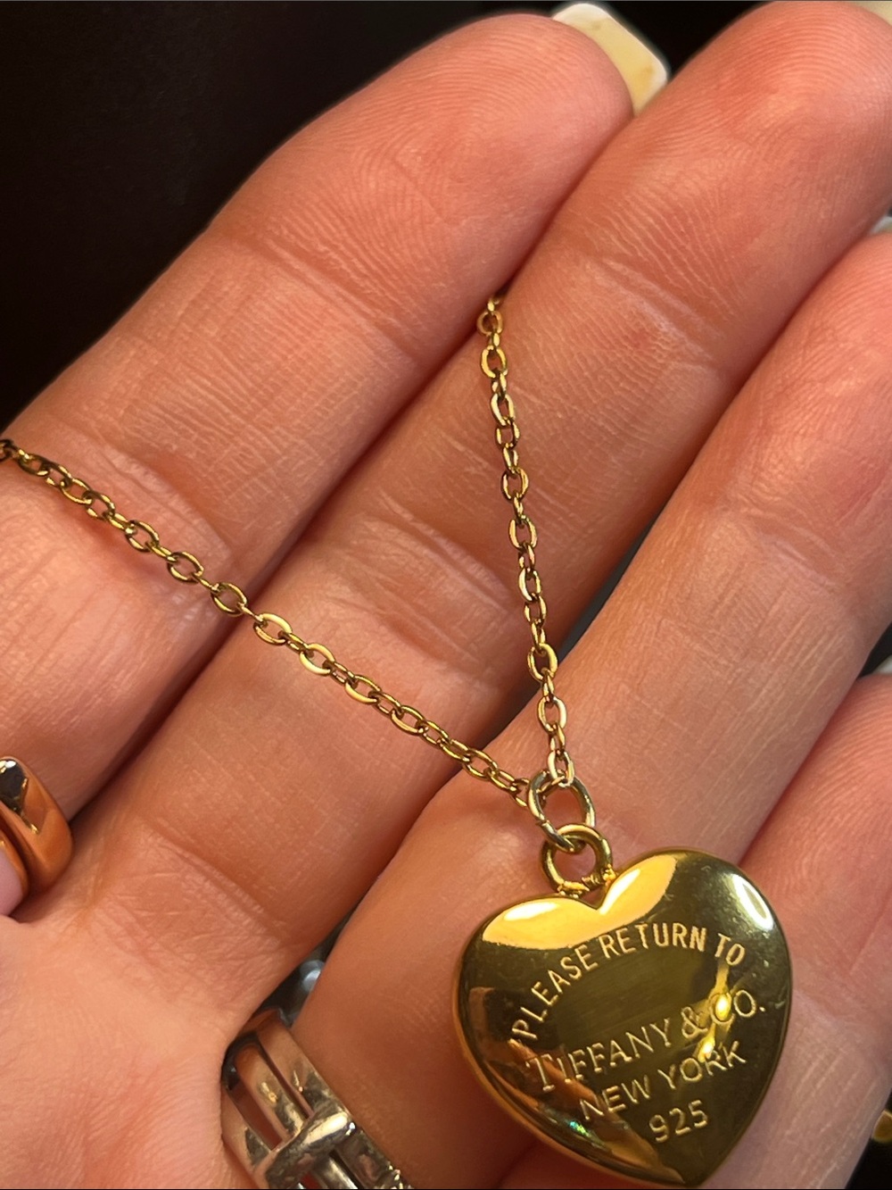 Yellow Gold Heart Tag Pendant Necklace